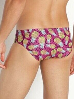 Speedo Pineapple Print Swim Briefs - Purple & Yellow
